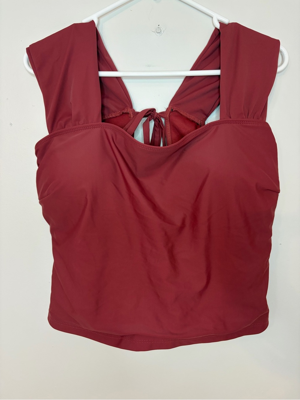 Janela Bay XXL Burgundy Tankini Swim Top Wide Strap Tie Back